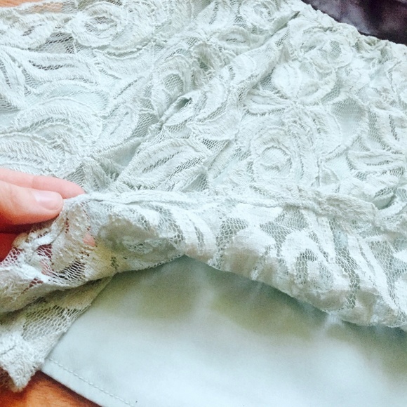 BCBGeneration Seafoam Green Lace/Fauxleather Skirt - Picture 2 of 4